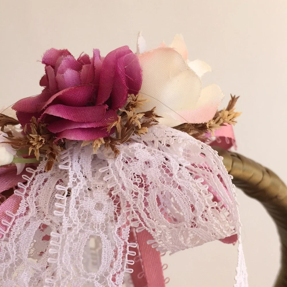 Small Lace-trimmed Wicker Basket